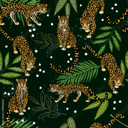 Tropical seamless pattern, hand drawn vector art