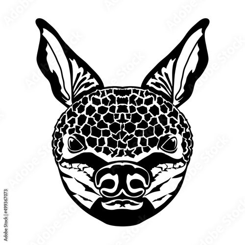 Armadillo face vector iilustration in hand drawn style, perfect for tshirt and mascot design 