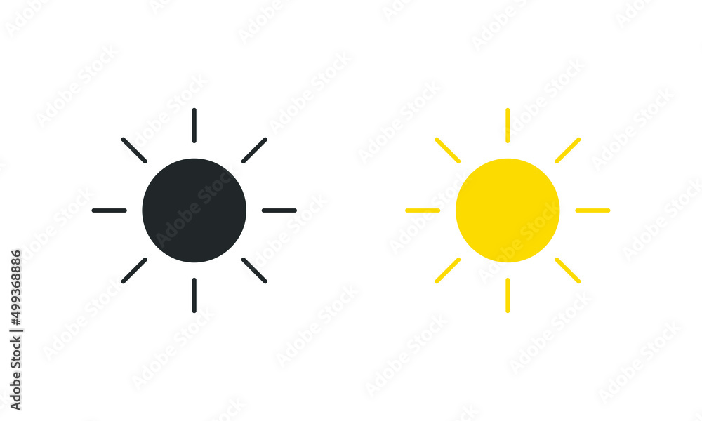 The sun icon, vector illustration. yellow sun silhouette on a white background.