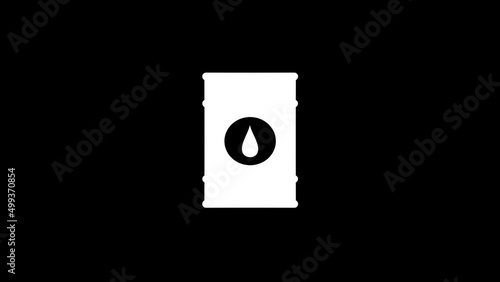 White picture of barrel on a black background. liquid storage tank. Distortion liquid style transition icon for your project. 4K video animation for motion graphics and compositing. photo