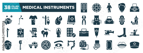 medical instruments glyph icons set. editable filled icons such as medicine cabinet, washing hand, medicine book, eye drop, baby bottle, ankle, microscopic, bedpan vector illustration