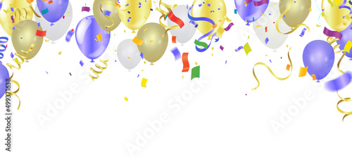 Modern birthday background Colorful  balloon with and confetti