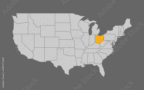 Map of the United States with Ohio highlight