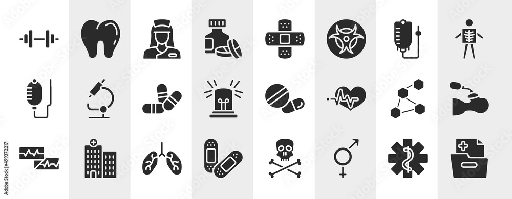 medical icons filled icons set. editable glyph icons such as weight, s, drip bag, microscope tool, medical pill, brea, lungs organ, male and female vector. medical icons filled icons set. editable glyph icons such as weight, s, drip bag, microscope tool, medical pill, brea, lungs organ, male and female vector.