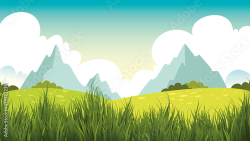Green Nature Scenery With Grass