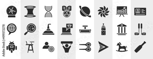 sports filled icons set. editable glyph icons such as plasma ball, driving school, pitch, microorganism, rearview mirror, golf equipment, engeneering, paper airplane vector.