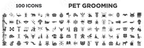 set of 100 filled pet grooming icons Fototapet