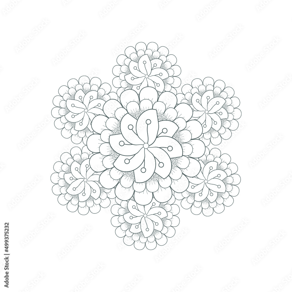 Decorative Doodle flowers in black and white for coloringbook, cover, background, wedding invitation card. Hand drawn sketch for adult anti stress coloring page isolated in white background.-vector Decorative Doodle flowers in black and white for coloringbook, cover, background, wedding invitation card. Hand drawn sketch for adult anti stress coloring page isolated in white background.-vector
