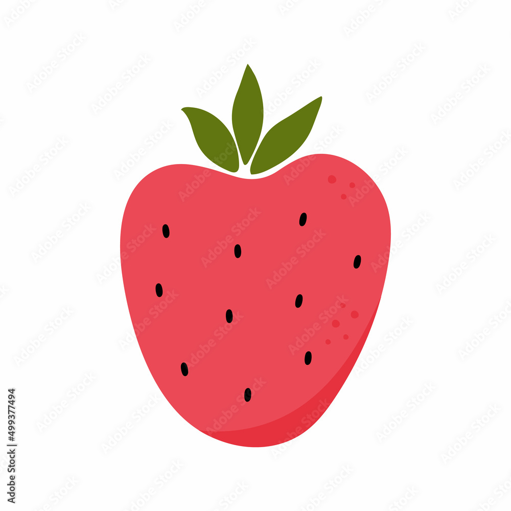 Red ripe berry and half strawberry isolated on white background. Sweet food. Vector illustration Red ripe berry and half strawberry isolated on white background. Sweet food. Vector illustration
