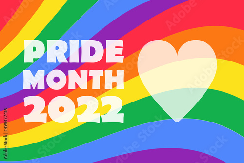 Pride Month 2022 - horizontal banner template. rainbow LGBTQ gay pride flag colors striped background. Vector illustration