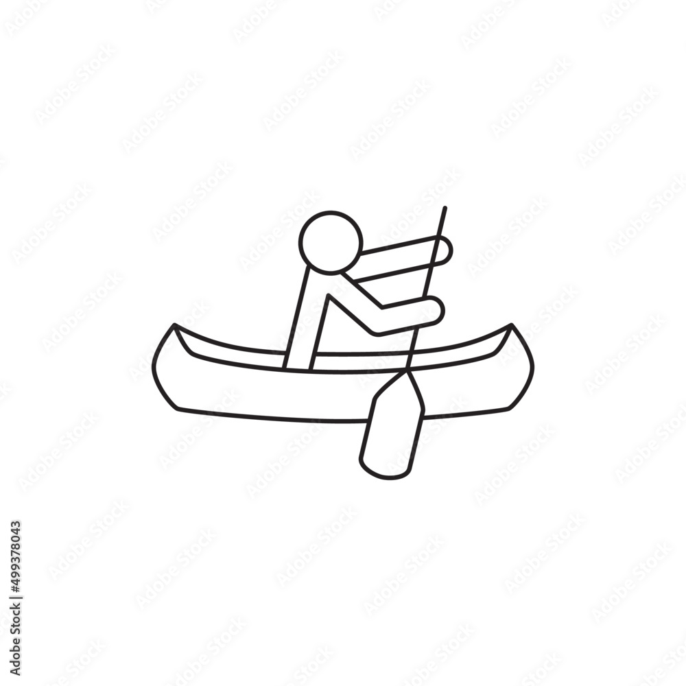 Canoe icon, canoeing lake icon line style icon, style isolated on white background