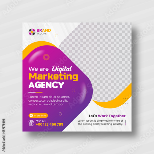 Digital Marketing agency corporate flyer square Instagram social media post and web banner template