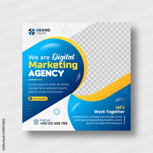 Digital Marketing agency corporate flyer square Instagram social media post and web banner template