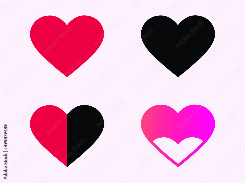 hearts set of different colour