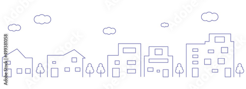 街並みのイラストの背景・パーツ素材　ベクター