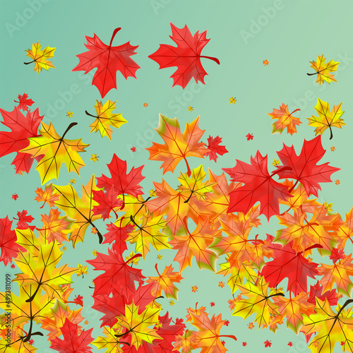 Colorful Plant Background Green Vector. Leaves Shape Frame. Ocher October Floral. Paper Foliage Design.