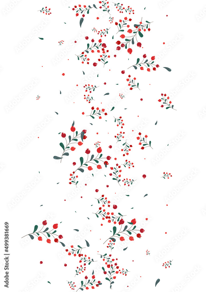 Red Leaves Background White Vector. Rowan Vibrant Template. Green Herb Paper. Art Texture. Leaf Elm.