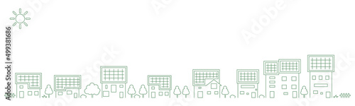 ソーラーパネルの街並みのイラスト・ベクターパーツ素材