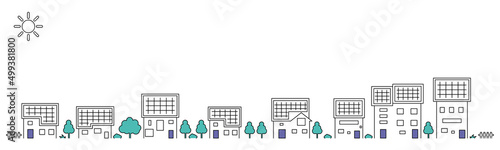 ソーラーパネルの街並みのイラスト・ベクターパーツ素材