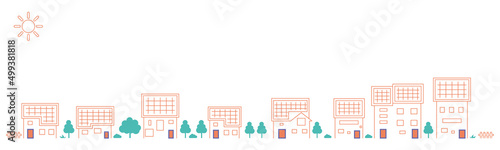 ソーラーパネルの街並みのイラスト・ベクターパーツ素材