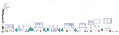 ソーラーパネルの街並みのイラスト・ベクターパーツ素材