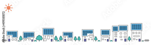 ソーラーパネルの街並みのイラスト・ベクターパーツ素材