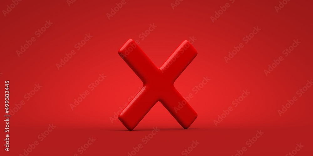 Obraz premium 3d icon red cross mark isolate on green background. 3d illustration
