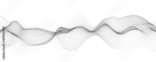 Digital dynamic wave of particles. Vector abstract white futuristic background. Big data visualization.