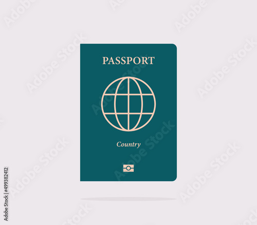 International passport and on white background flat vector illustration.