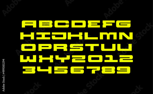 Stylish sans font. Modern latin alphabet. Uppercase, letters and numbers. Stylish type for contemporary logo, print, header.