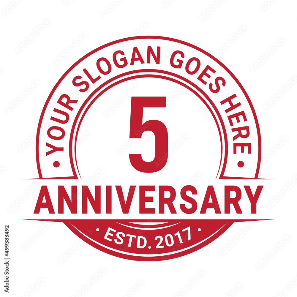 5 years anniversary logo design template. 5th anniversary celebrating logotype. Vector and illustration.
5 years anniversary logo design template. 5th anniversary celebrating logotype. Vector and illustration.
