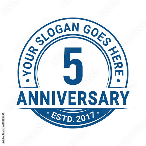 5 years anniversary logo design template. 5th anniversary celebrating logotype. Vector and illustration.
