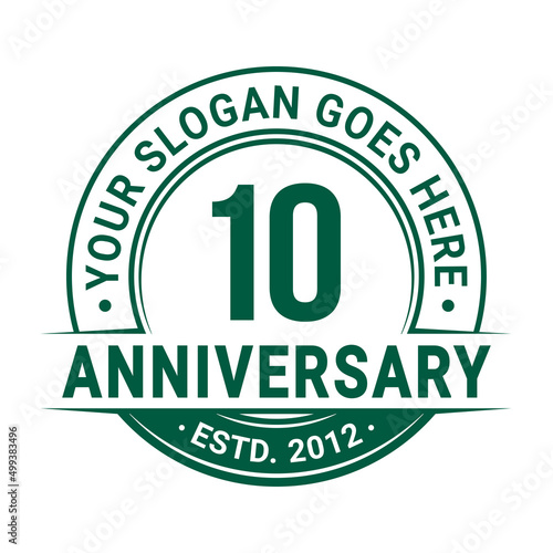 10 years anniversary logo design template. 10th anniversary celebrating logotype. Vector and illustration.
