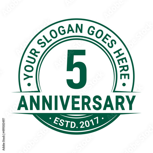 5 years anniversary logo design template. 5th anniversary celebrating logotype. Vector and illustration.
