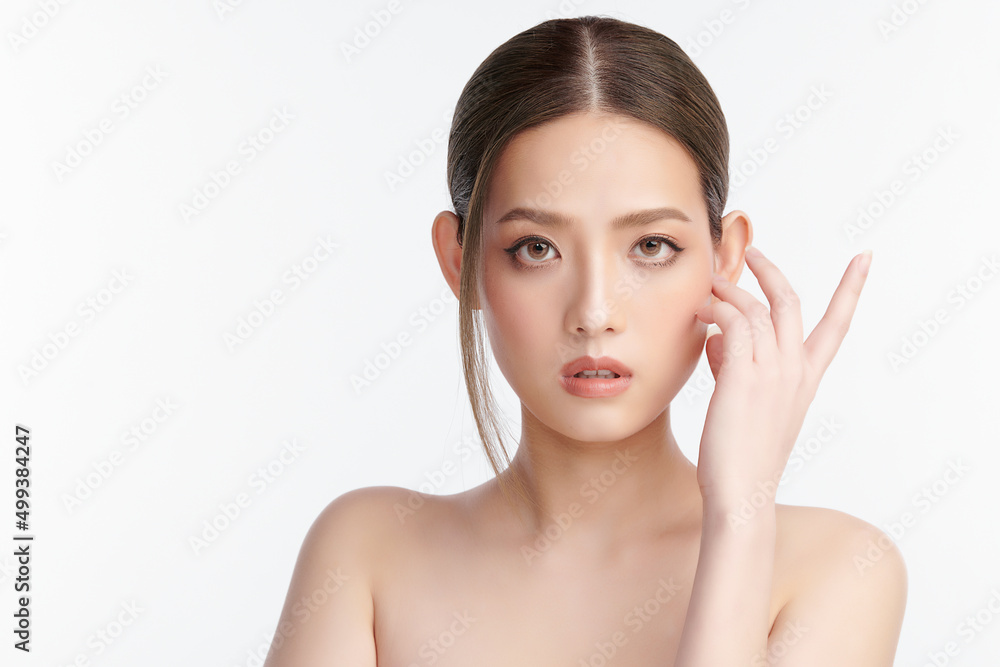 Beautiful young asian woman with clean fresh skin on white background, Face care, Facial treatment, Cosmetology, beauty and spa, Asian women portrait. Beautiful young asian woman with clean fresh skin on white background, Face care, Facial treatment, Cosmetology, beauty and spa, Asian women portrait.