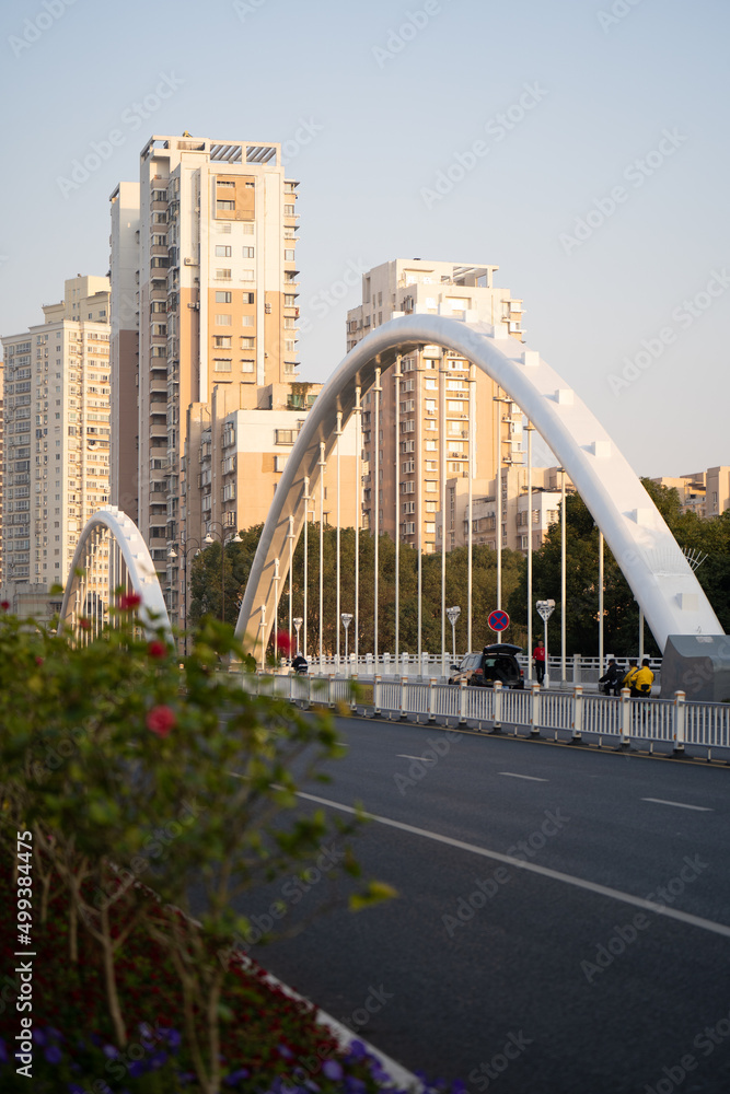 Fototapeta premium Arcs of the modern bridge in Wenzhou China