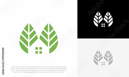 home leaf logo design vector