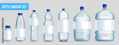 Plastic Bottle Mockup Realistic Set