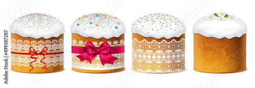 Traditional Orthodox Easter Cakes Realistic Set