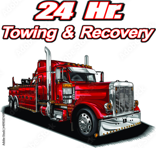 towing service isolated on white background for poster, t-shirt print, business element, social media content, blog, sticker, vlog, and card. vector illustration.