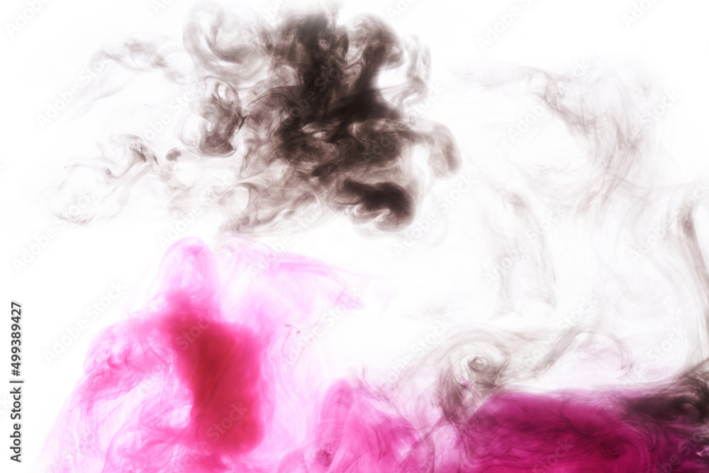 Pink smoke ink background, colorful fog, abstract swirling touch ocean sea, acrylic paint pigment underwater