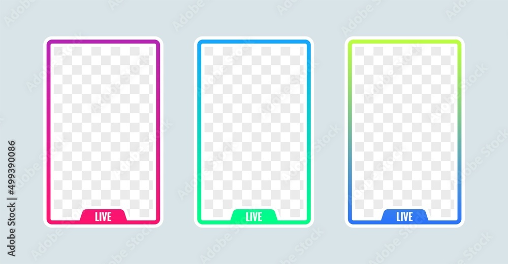 Portrait frame for live streaming video or editing video. Vertical frame for live streaming on social media. Portrait frame for live streaming video or editing video. Vertical frame for live streaming on social media.