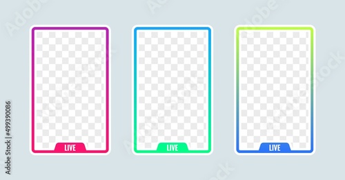 Portrait frame for live streaming video or editing video. Vertical frame for live streaming on social media.