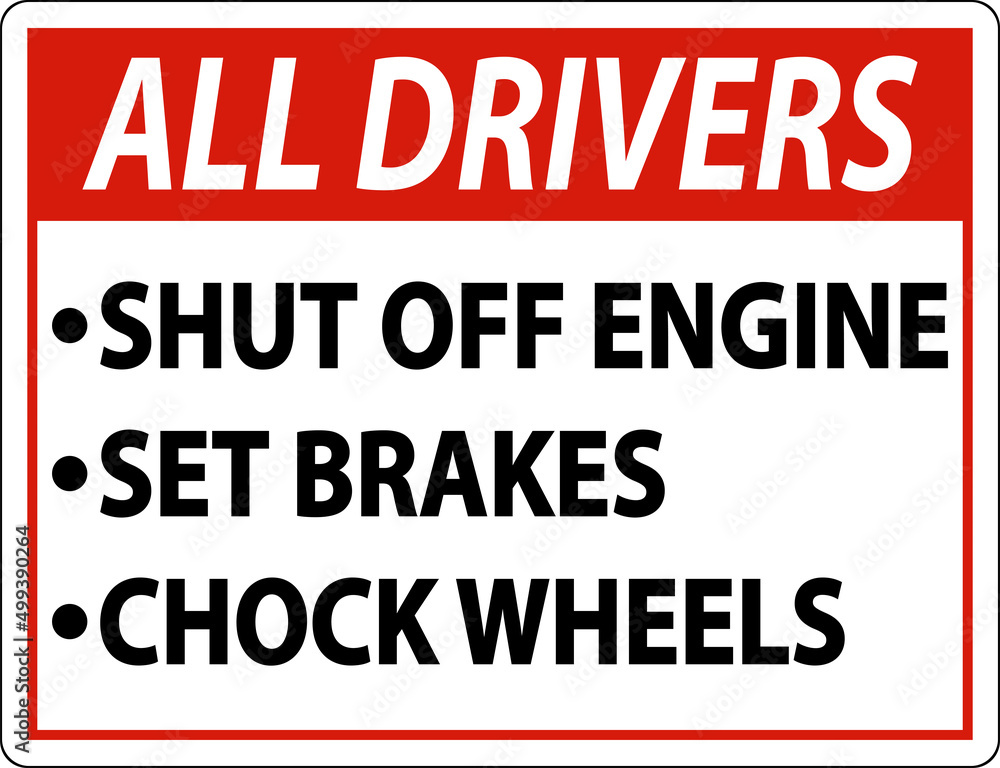 Truck Driver Parking Checklist Sign On White Background Truck Driver Parking Checklist Sign On White Background