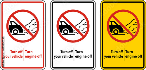 Turn Engine Off Sign On White Background