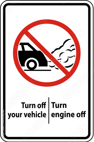 Turn Engine Off Sign On White Background