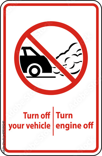 Turn Engine Off Sign On White Background