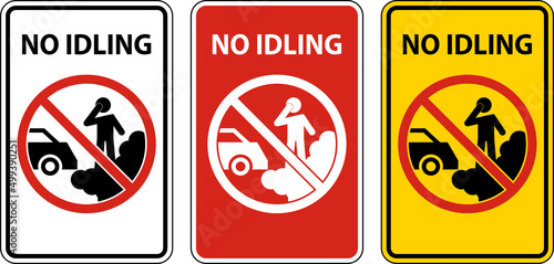 No Idling Sign On White Background