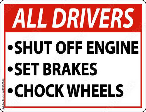 Truck Driver Parking Checklist Sign On White Background