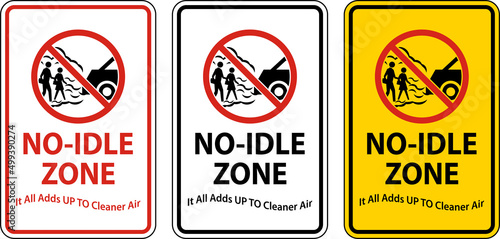 No Idle Zone Sign On White Background